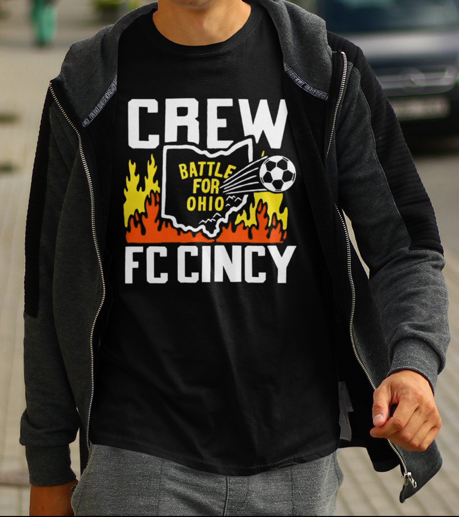CREW Battle For Ohio FC Cincy Soccer Rivalry Flame Soccer Ball T-Shirt