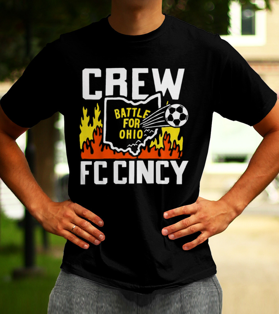 CREW Battle For Ohio FC Cincy Soccer Rivalry Flame Soccer Ball T-Shirt