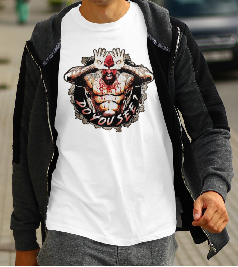 Franky The Mobster FTM Do You See Tattooed Figure With Hands Forming Eye Mask T-Shirt