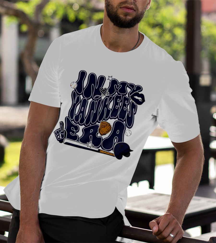 In My Yankees Era Baseball Bat MLB Baseball Lips Glove Yankees Era T-Shirt