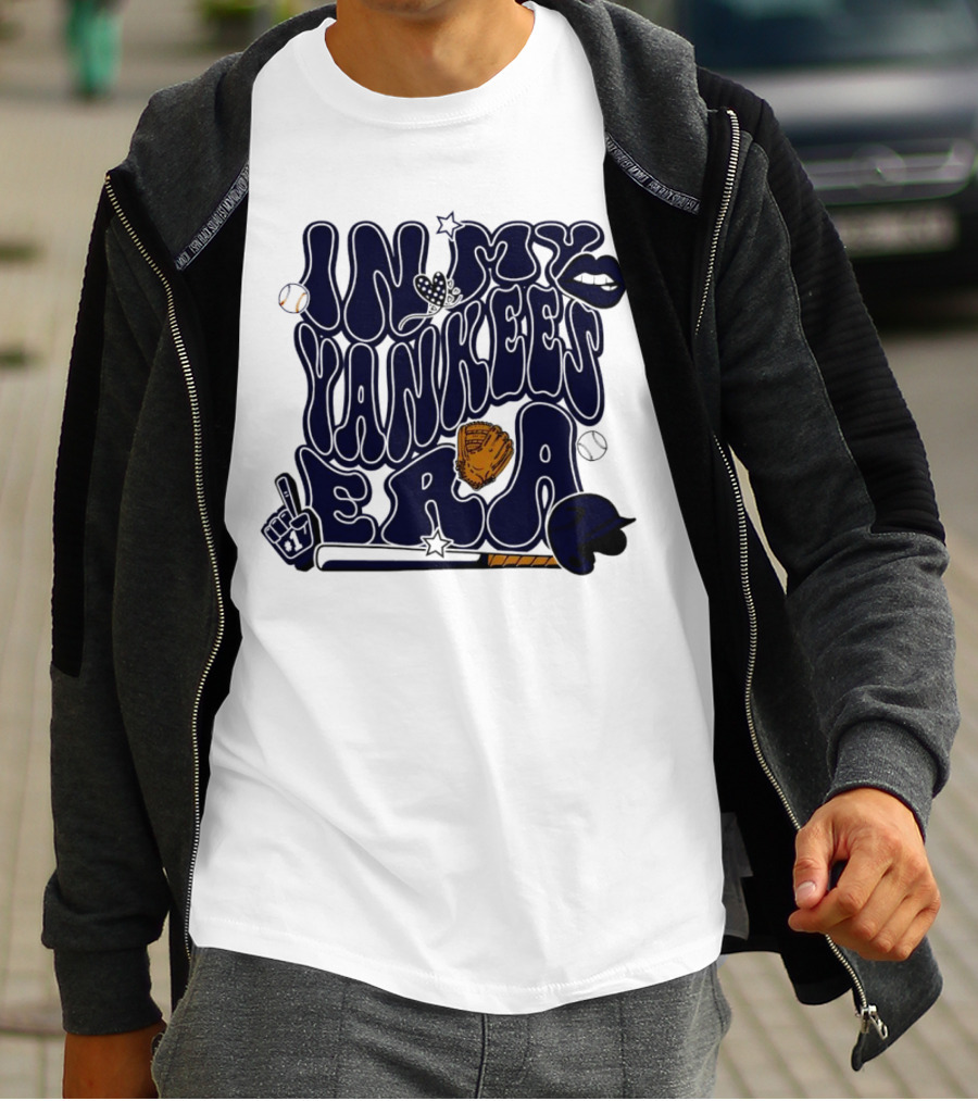In My Yankees Era Baseball Bat MLB Baseball Lips Glove Yankees Era T-Shirt