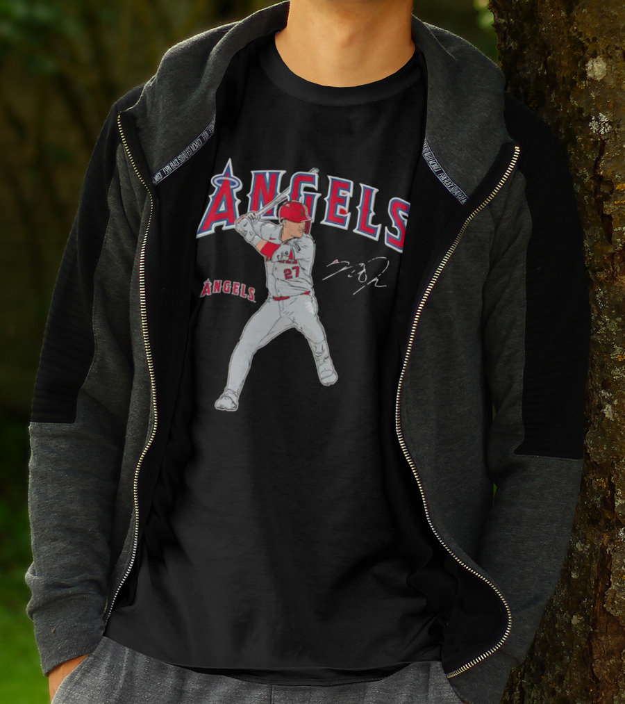 Mike Trout 27 Los Angeles Angels Swing Signature T-Shirt