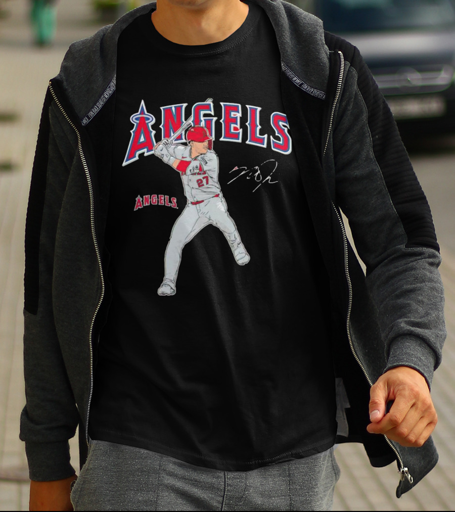 Mike Trout 27 Los Angeles Angels Swing Signature T-Shirt