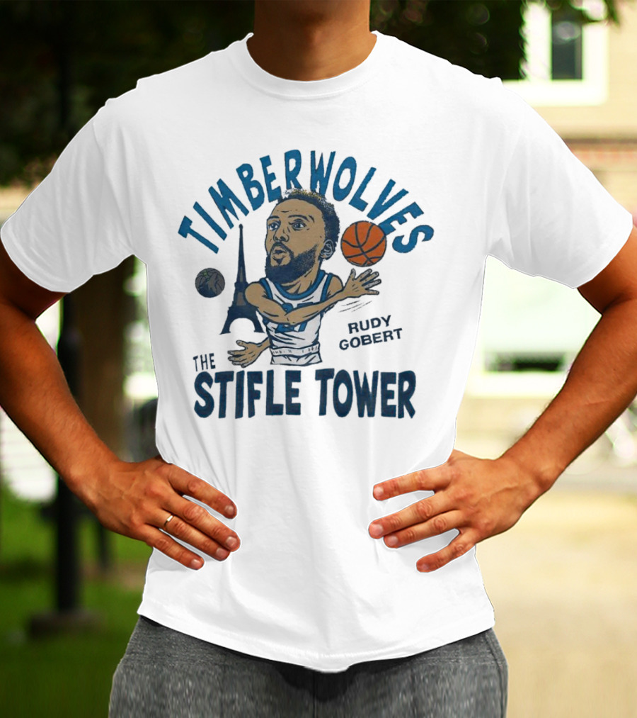 Timberwolves Rudy Gobert The Stifle Tower Basketball Player With Eiffel Tower And Basketball T-Shirt
