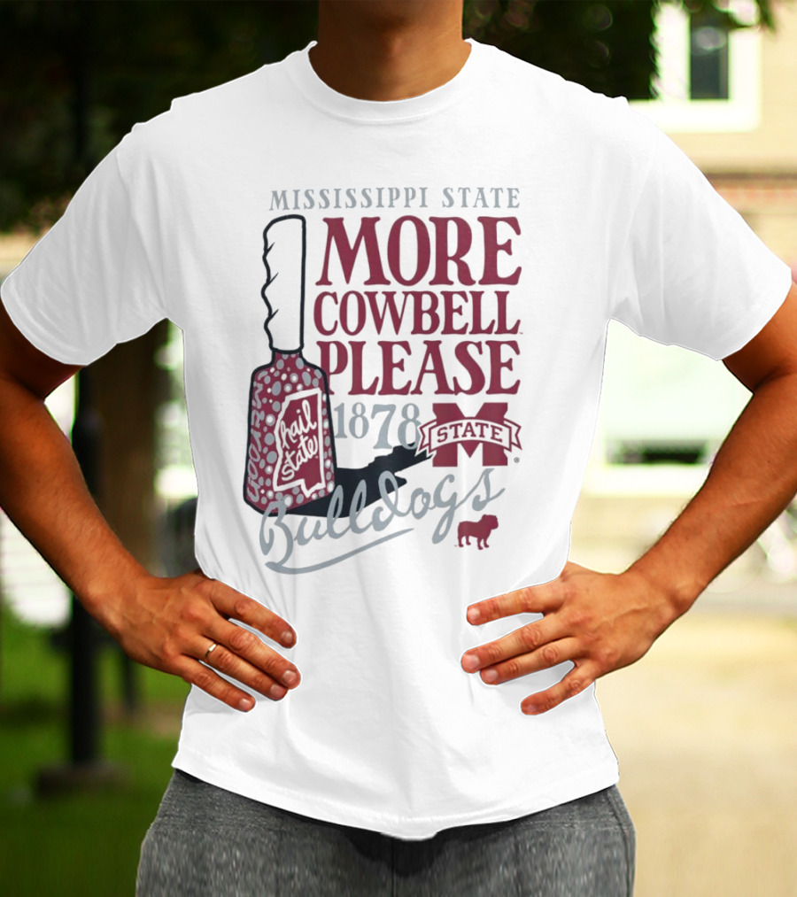 Mississippi State Bulldogs More Cowbell Please 1878 Vintage Cowbell T-Shirt