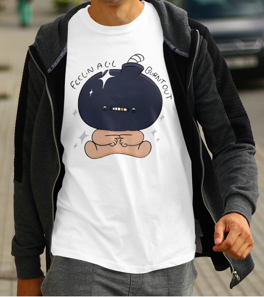 Feelin Alil Burnt Out Cute Cartoon Bomb Character With Stars And Smoke T-Shirt