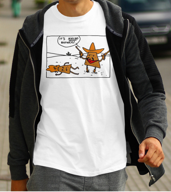 It’s Nacho Business Sombrero Pistols Cartoon Scene T-Shirt