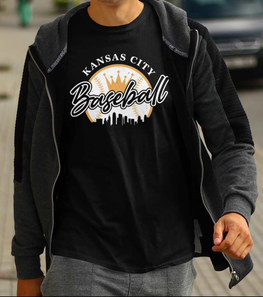 Kansas City Baseball Crown Skyline T-Shirt