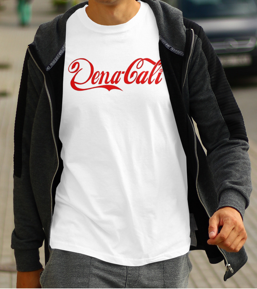 Dena Cali Script Style Text - Red T-Shirt