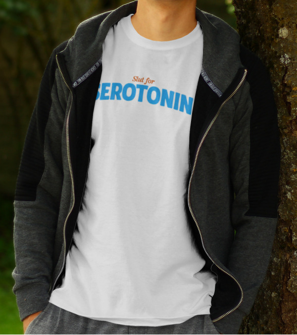 Slut For Serotonin Serotonin Text In Blue T-Shirt