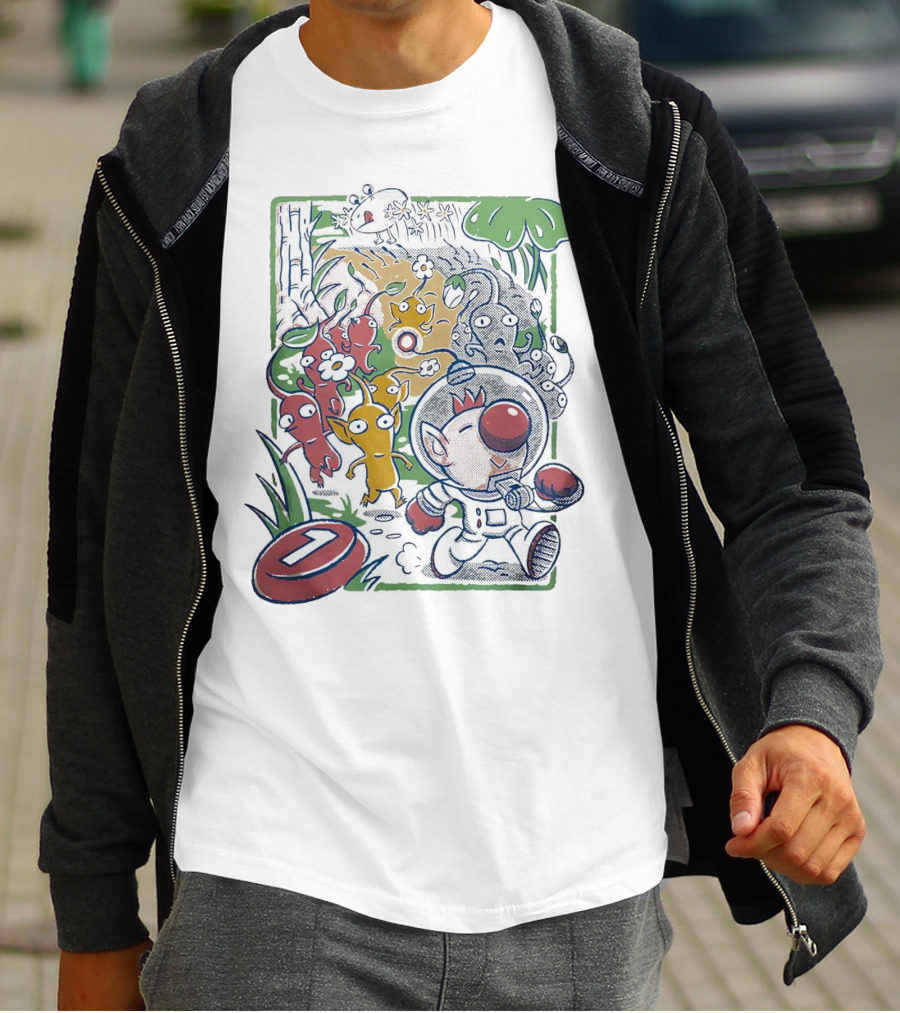 Captain Olimar And Colorful Pikmin Exploration Adventure T-Shirt