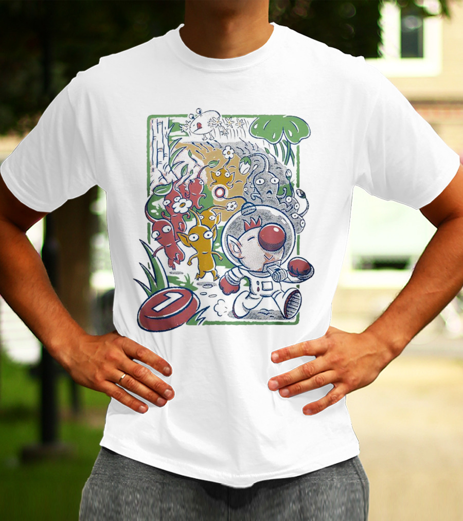 Captain Olimar And Colorful Pikmin Exploration Adventure T-Shirt