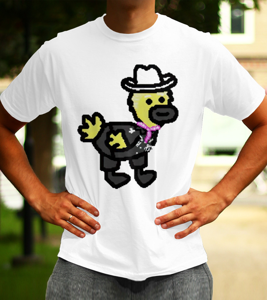 Ken Gosling Pixel Art Cowboy Duck With Hat And Scarf T-Shirt