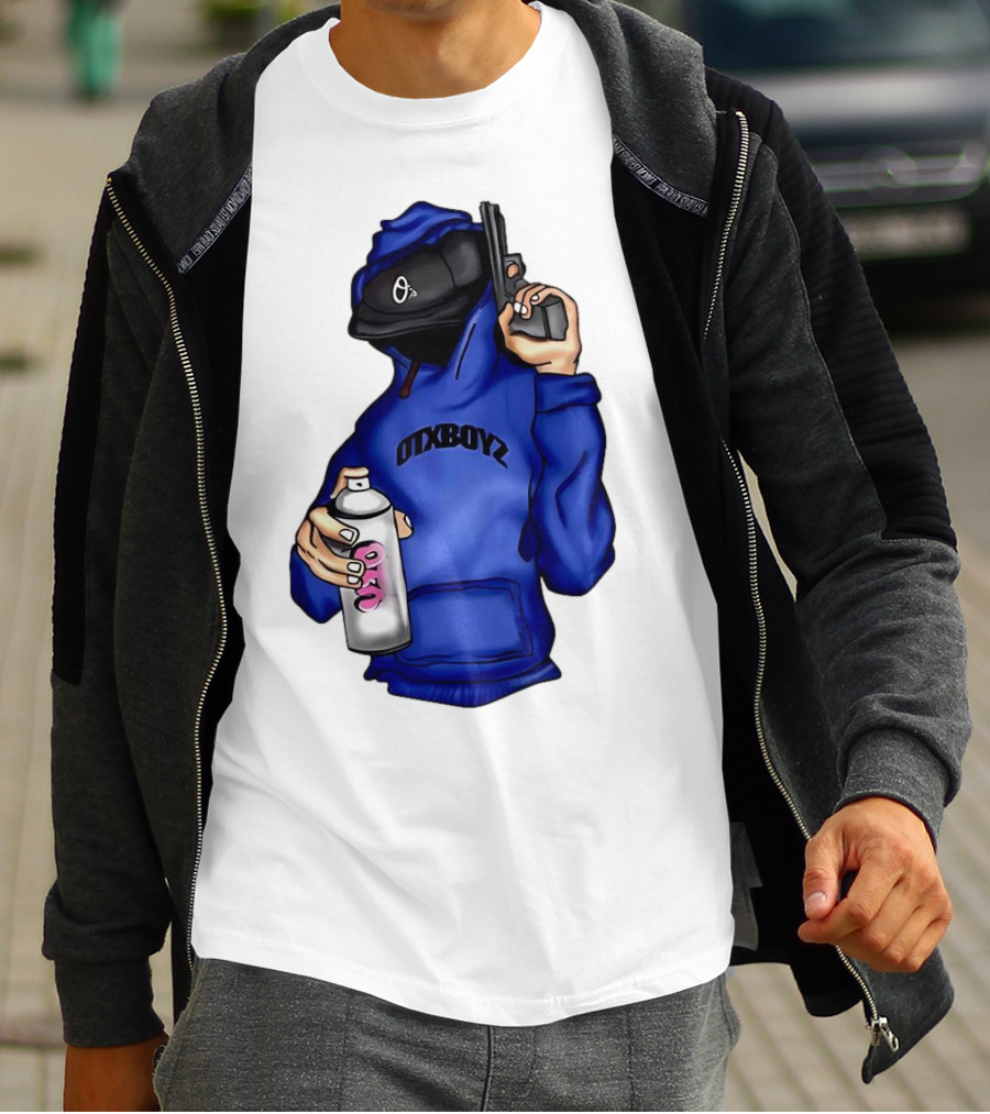 OTXBOYZ Hooded Figure With Spray And Gun T-Shirt
