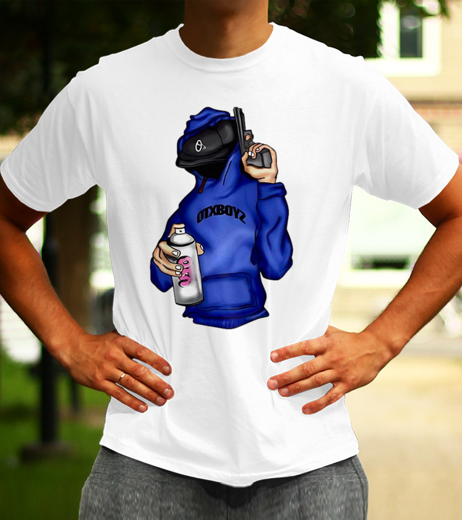 OTXBOYZ Hooded Figure With Spray And Gun T-Shirt