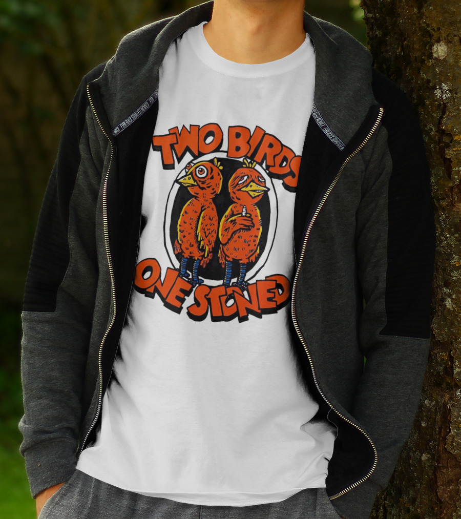 Two Birds One Stoned Psychedelic Chickens T-Shirt