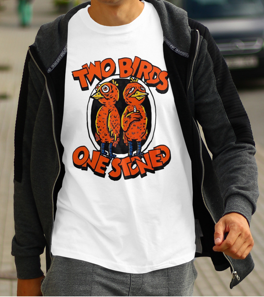 Two Birds One Stoned Psychedelic Chickens T-Shirt