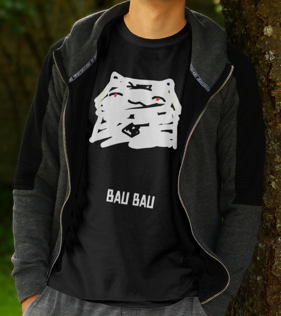 Bau Bau Cat Minimalist Face Sketch T-Shirt