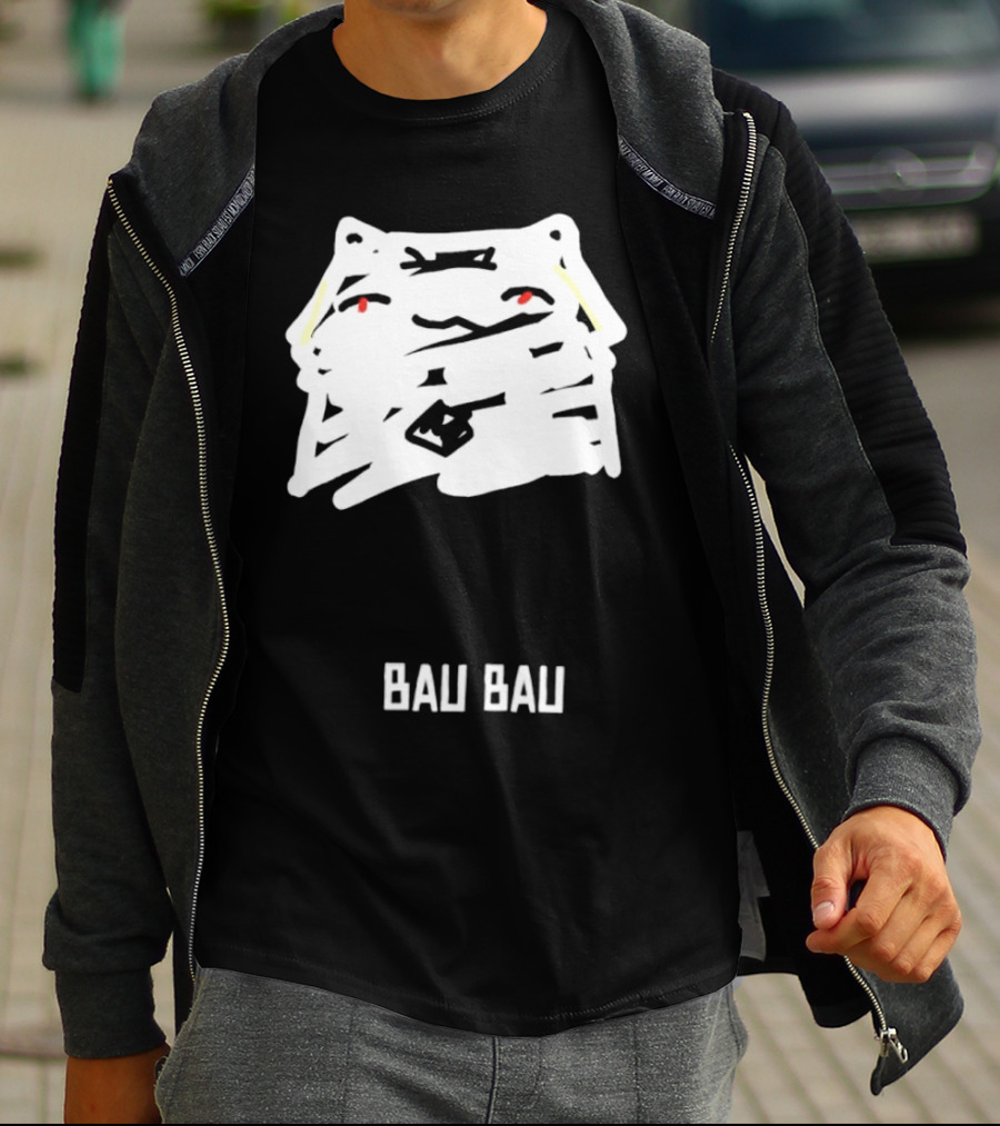 Bau Bau Cat Minimalist Face Sketch T-Shirt