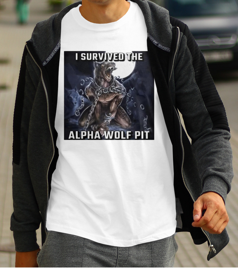 Survived The Alpha Wolf Pit Under Full Moon Chains T-Shirt