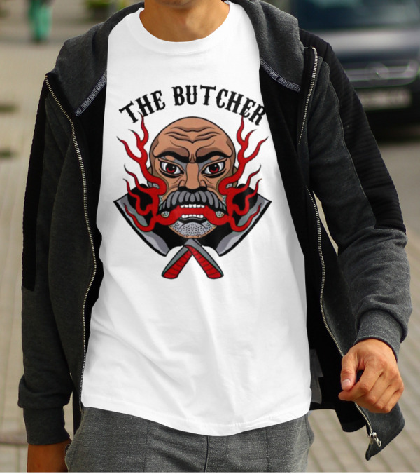 The Butcher Fiery Face With Crossed Cleavers T-Shirt