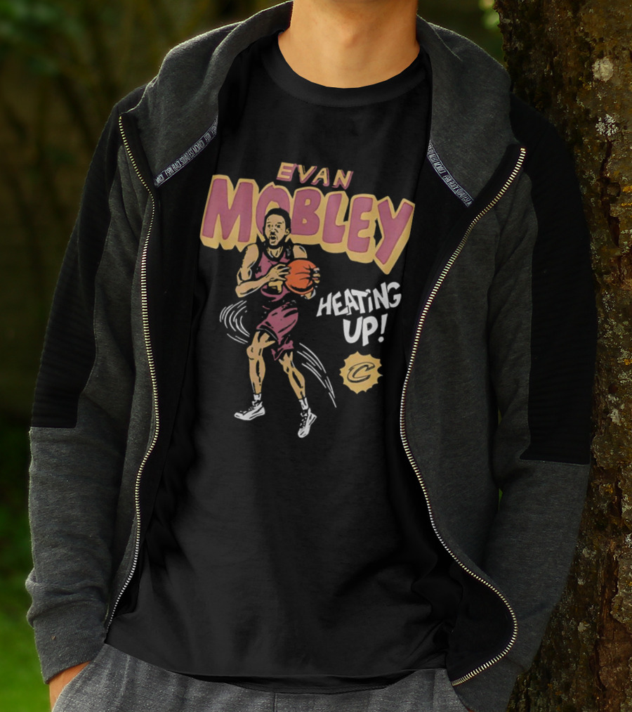 Evan Mobley Heating Up Cleveland Cavaliers Cartoon Basketball Player T-Shirt