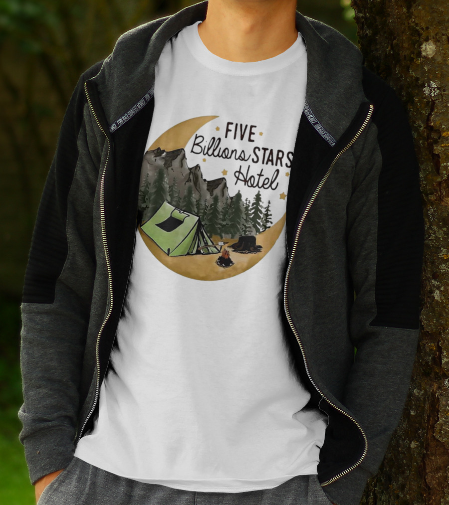 Five Billions Stars Hotel Camping Adventure Under Moonlit Forest T-Shirt