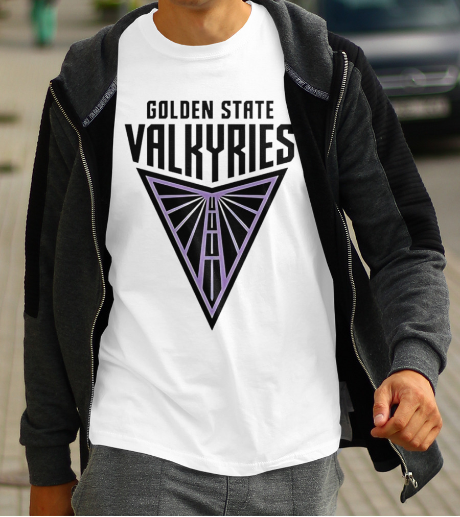 Golden State Valkyries Triangular Emblem In Black And Purple T-Shirt