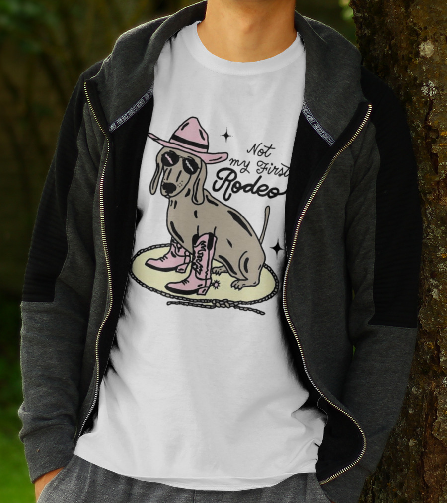 Not My First Rodeo Dog With Cowboy Hat And Boots T-Shirt