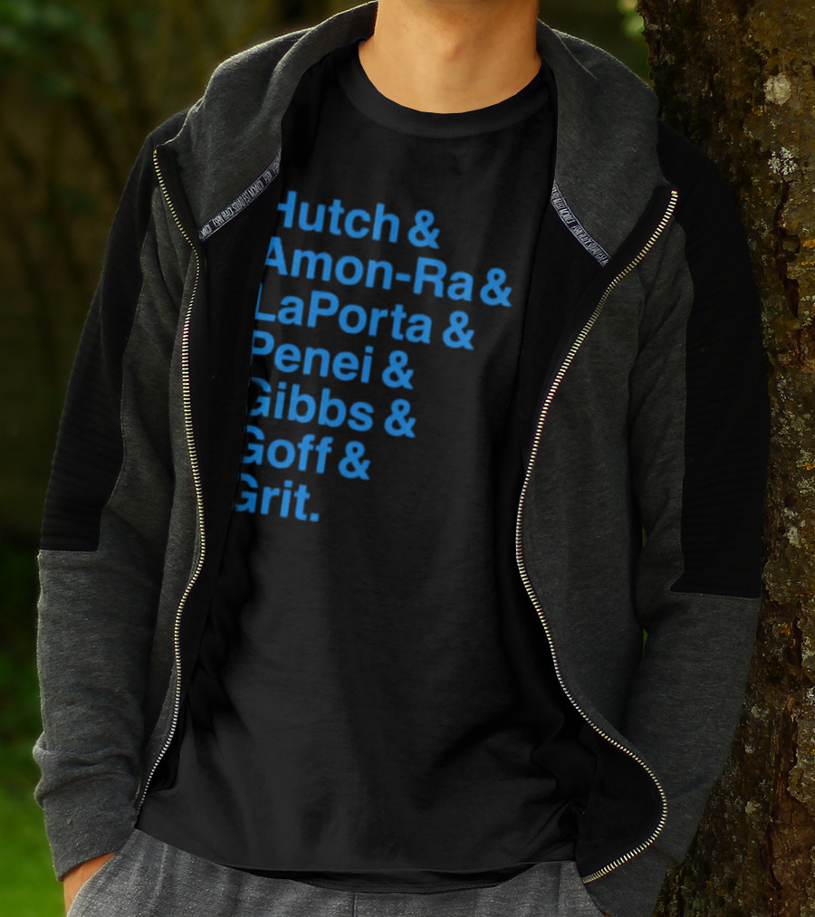 Hutch And Amon-ra And Laporta And Penei And Gibbs And Goff And Grit Detroit Lions NFL Players T-Shirt