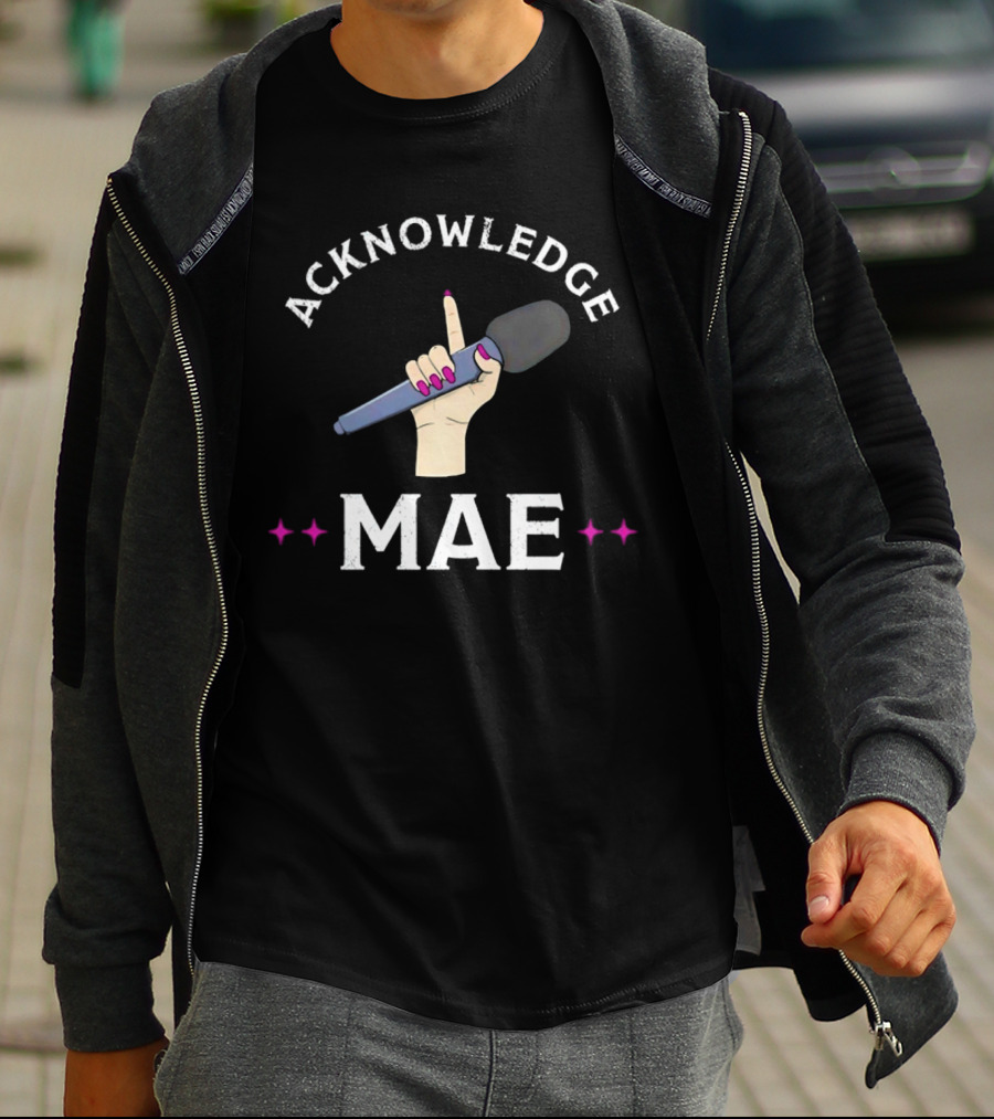 Acknowledge Mae Microphone Hand Gesture With Stars T-Shirt