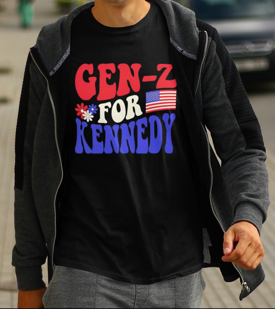 Gen-Z For Kennedy American Flag Retro Flowers T-Shirt