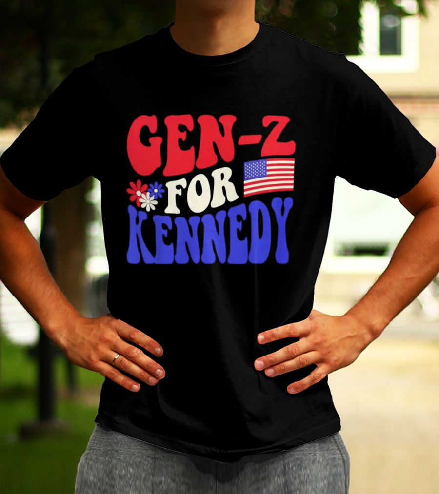 Gen-Z For Kennedy American Flag Retro Flowers T-Shirt