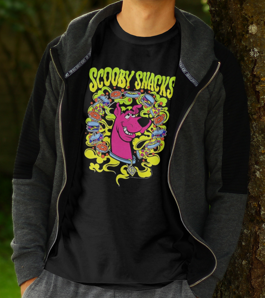 Scooby Snacks Scooby Doo Illustrated Neon Collage T-Shirt
