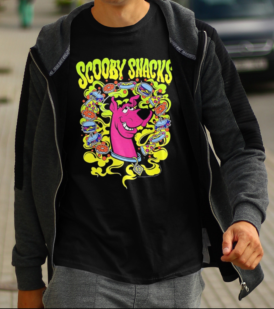 Scooby Snacks Scooby Doo Illustrated Neon Collage T-Shirt
