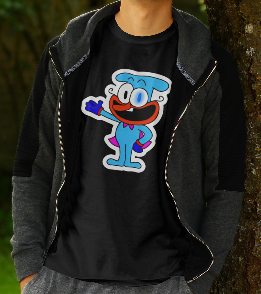 The Doise Cartoon Character With Blue Outfit And Red Accent Detailing T-Shirt