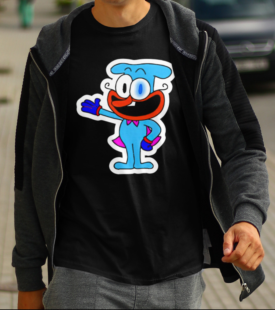 The Doise Cartoon Character With Blue Outfit And Red Accent Detailing T-Shirt