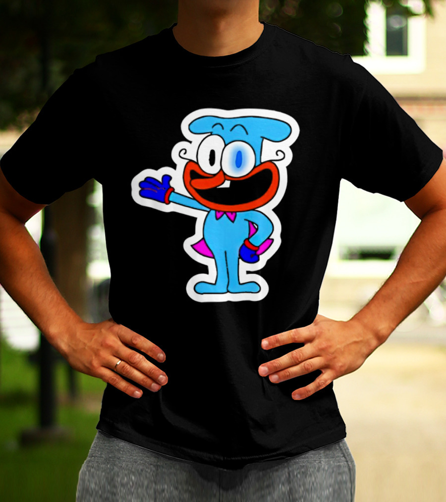 The Doise Cartoon Character With Blue Outfit And Red Accent Detailing T-Shirt