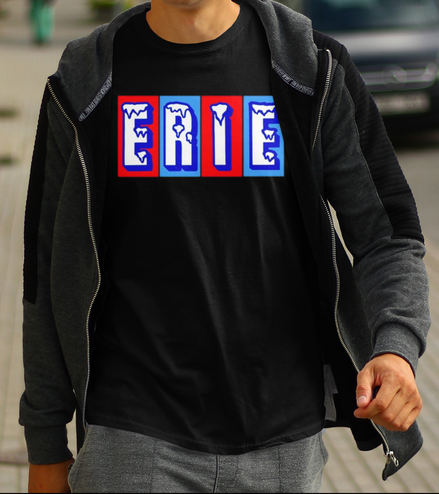 ERIE Ice Block Letters T-Shirt