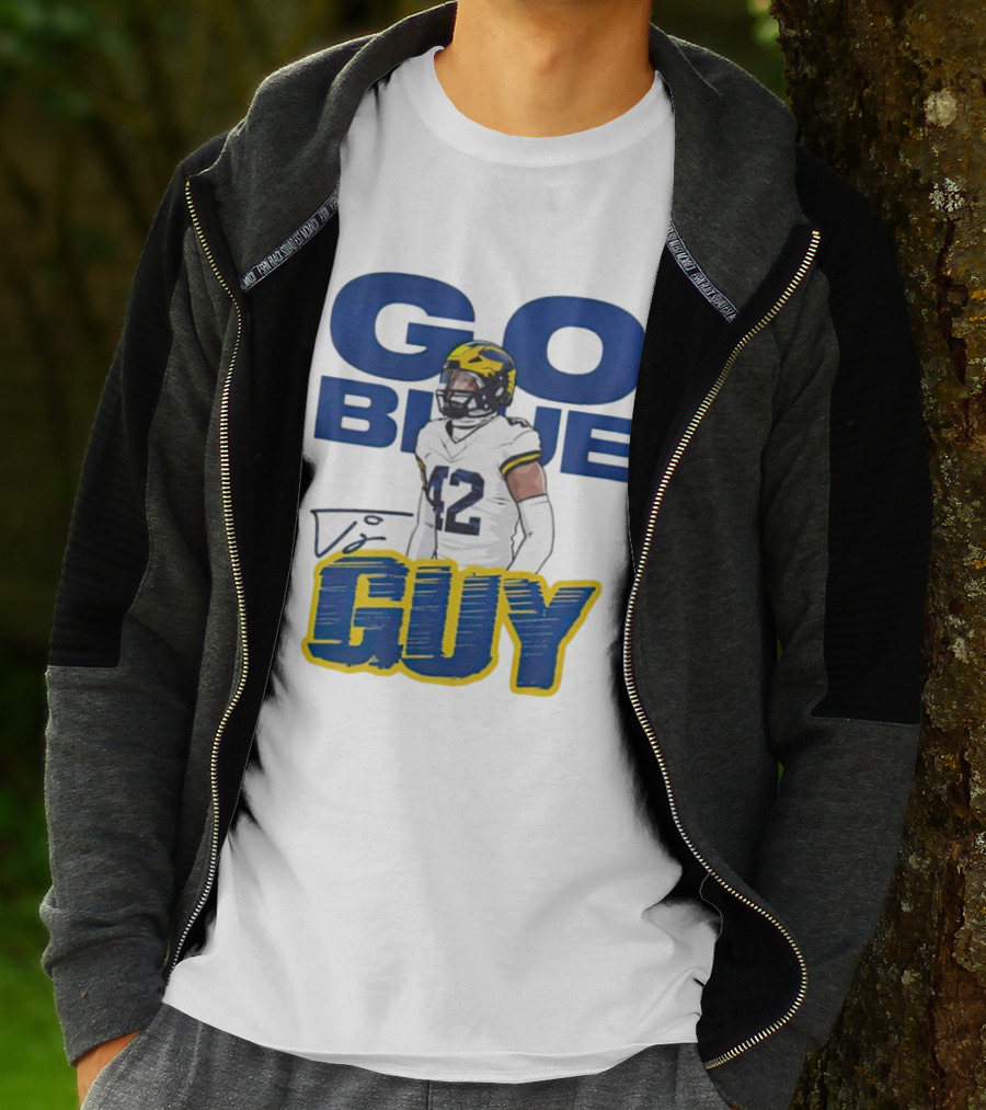 Go Blue Tj Guy 42 Football Player T-Shirt