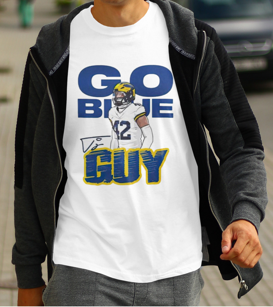Go Blue Tj Guy 42 Football Player T-Shirt
