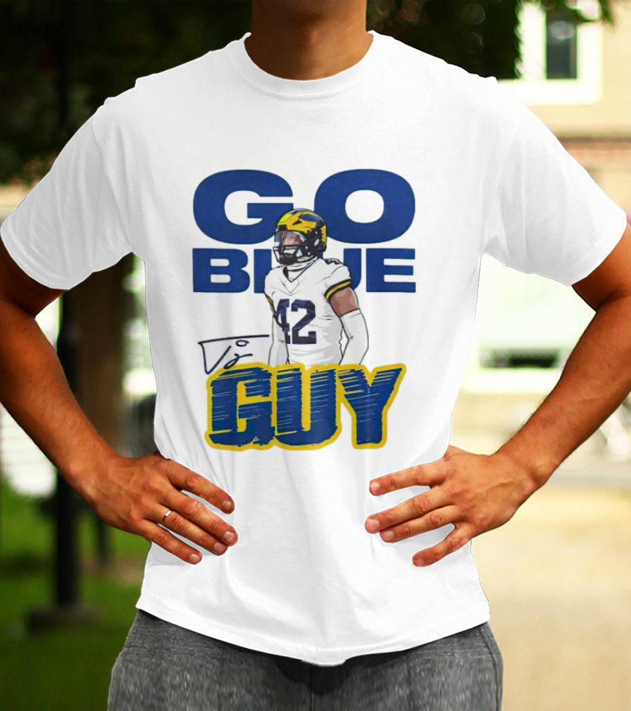 Go Blue Tj Guy 42 Football Player T-Shirt