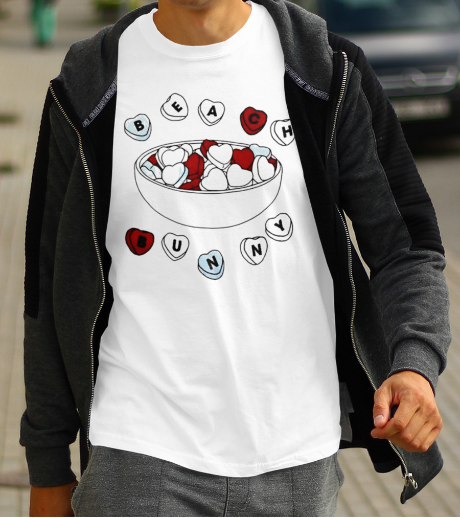 BEACH Bunny Heart Bowl With Red And Black Hearts T-Shirt