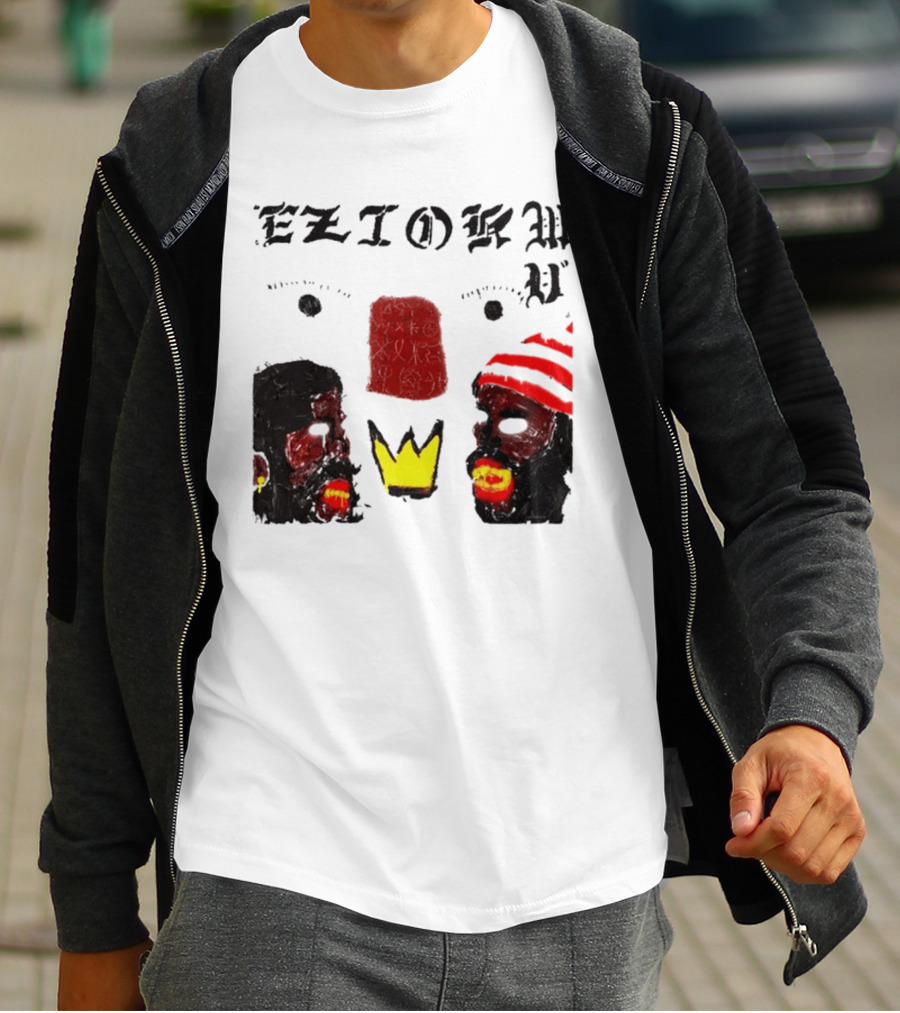 Eziokwu Mixtape Album Crowned Faces With Red Beanie And Glowing Accents T-Shirt