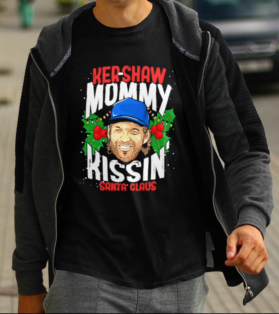 Kershaw Mommy Kissin’ Santa Claus Christmas Parody With Baseball Cap T-Shirt