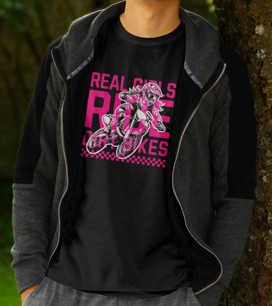 Real Girls Ride Dirt Bikes Motocross Racer T-Shirt