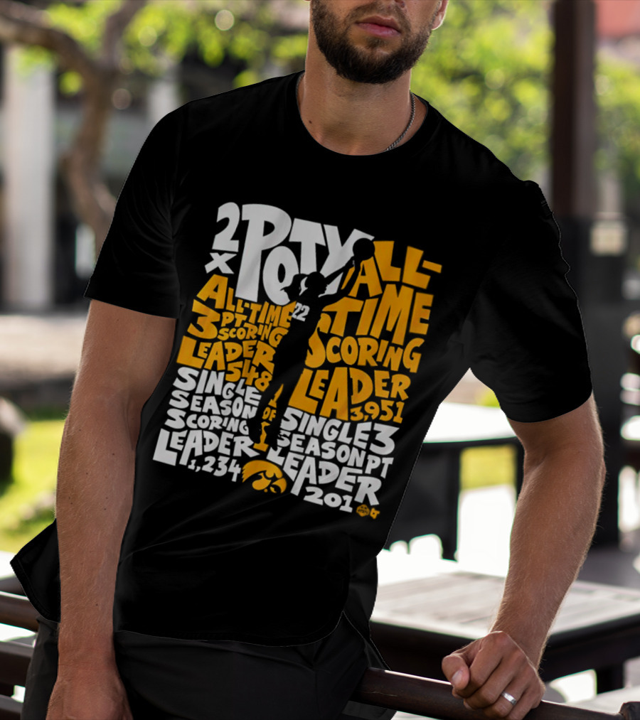 2X POTY Iowa All Time Scoring Leader 3951 Single Season Scoring Leader 1234 T-Shirt