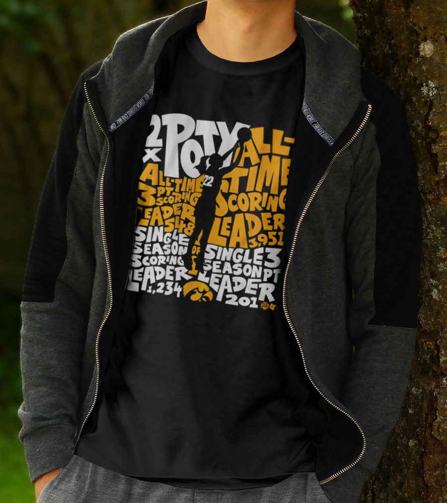 2X POTY Iowa All Time Scoring Leader 3951 Single Season Scoring Leader 1234 T-Shirt