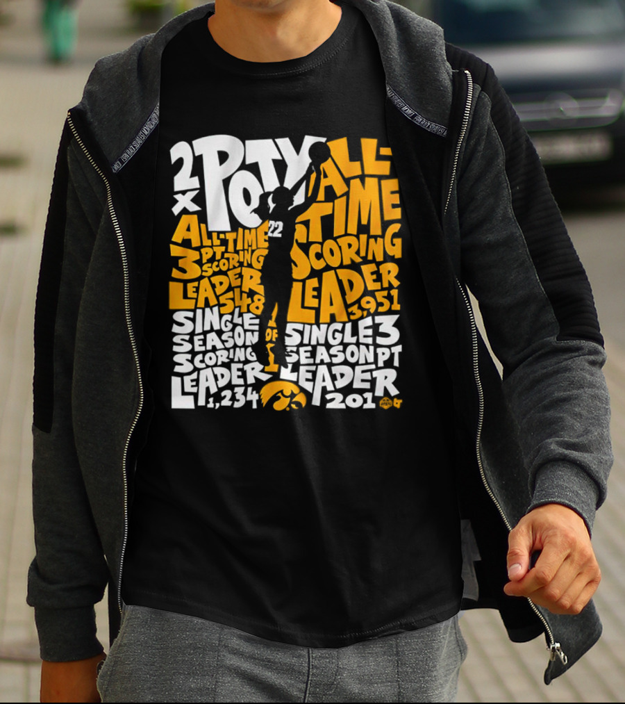 2X POTY Iowa All Time Scoring Leader 3951 Single Season Scoring Leader 1234 T-Shirt