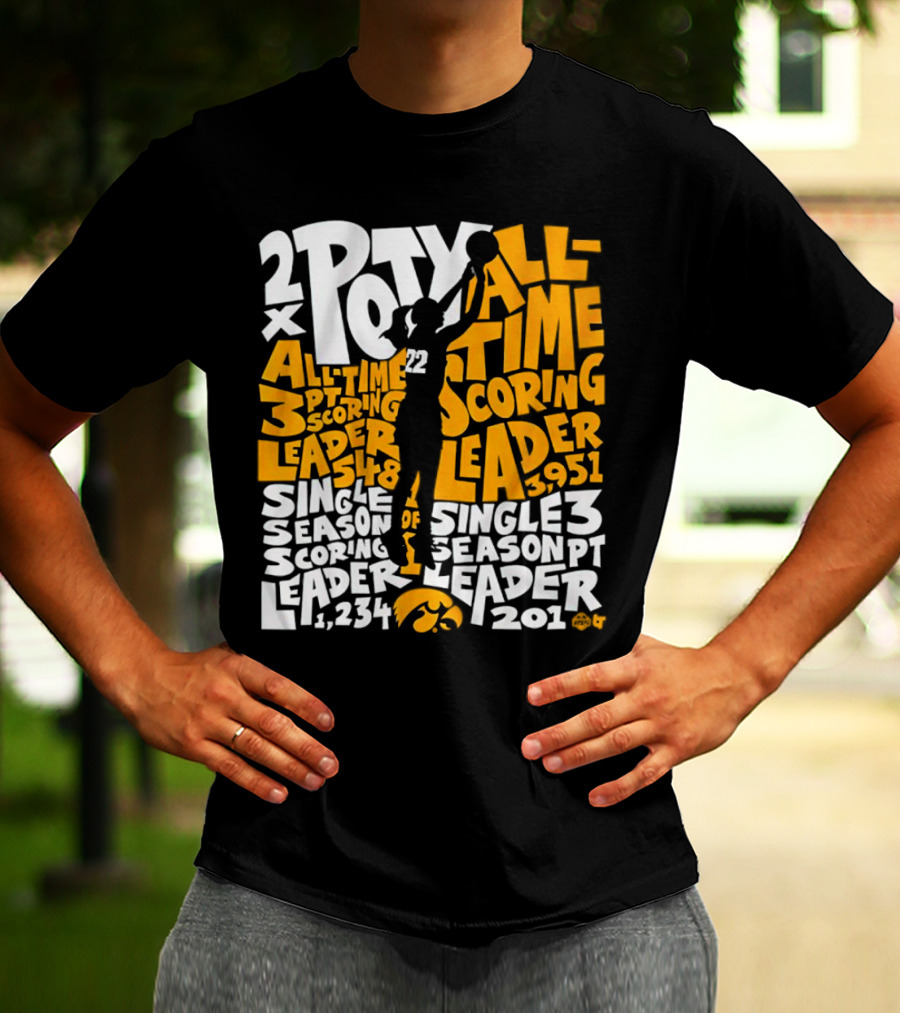 2X POTY Iowa All Time Scoring Leader 3951 Single Season Scoring Leader 1234 T-Shirt